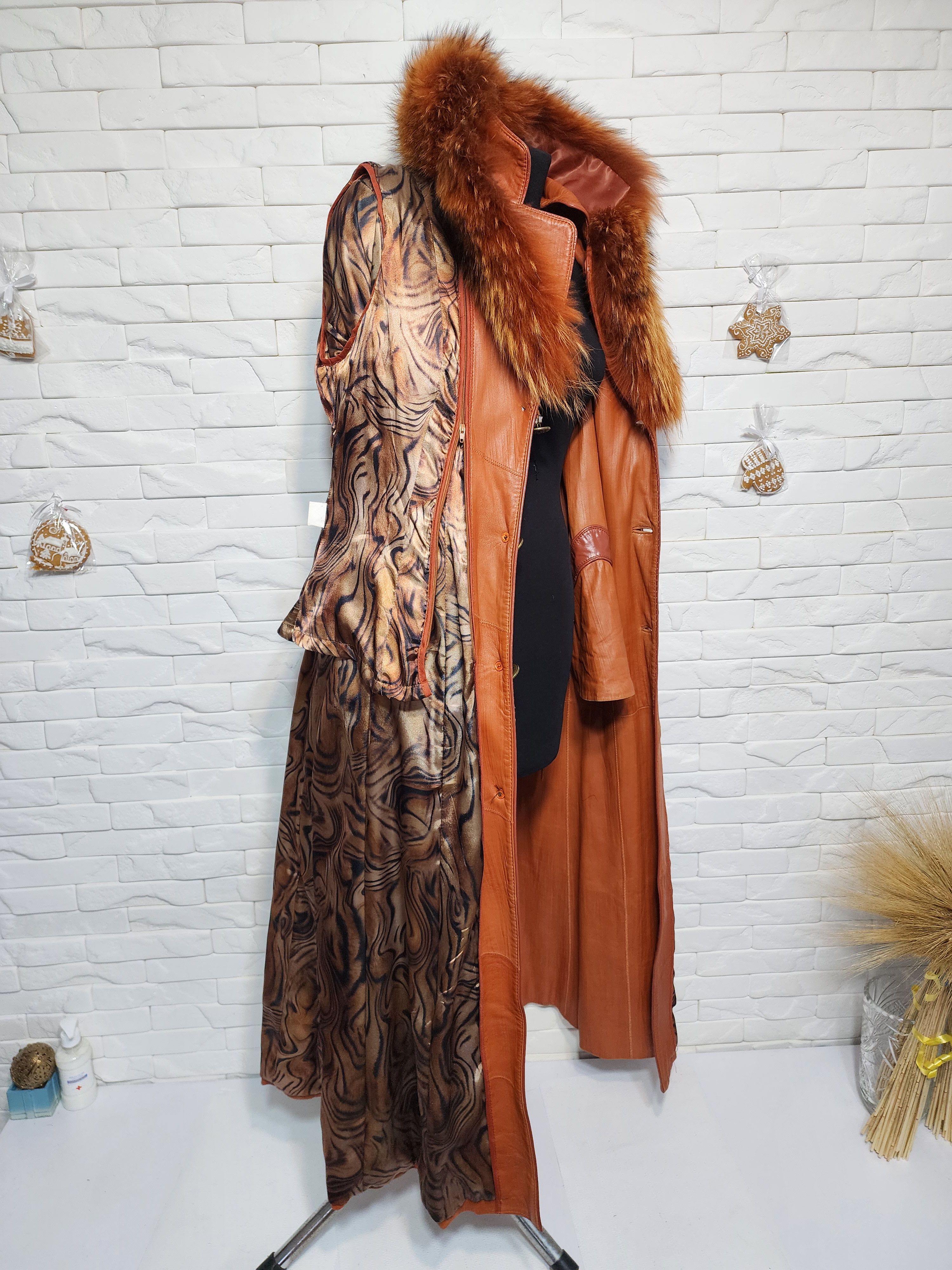 Furla Brown Leather Trench Coat with Fur Collar Size L / US 10 / IT 46 - 9 Thumbnail