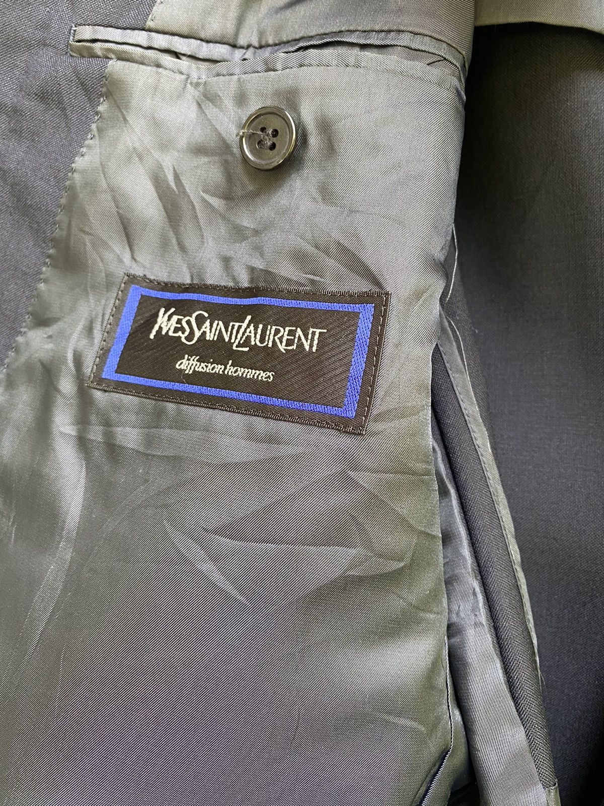 Vintage × Yves Saint Laurent YSL Diffusion Hommes Double Breast Silver Stamp Logo Button Size US L / EU 52-54 / 3 - 9 Thumbnail