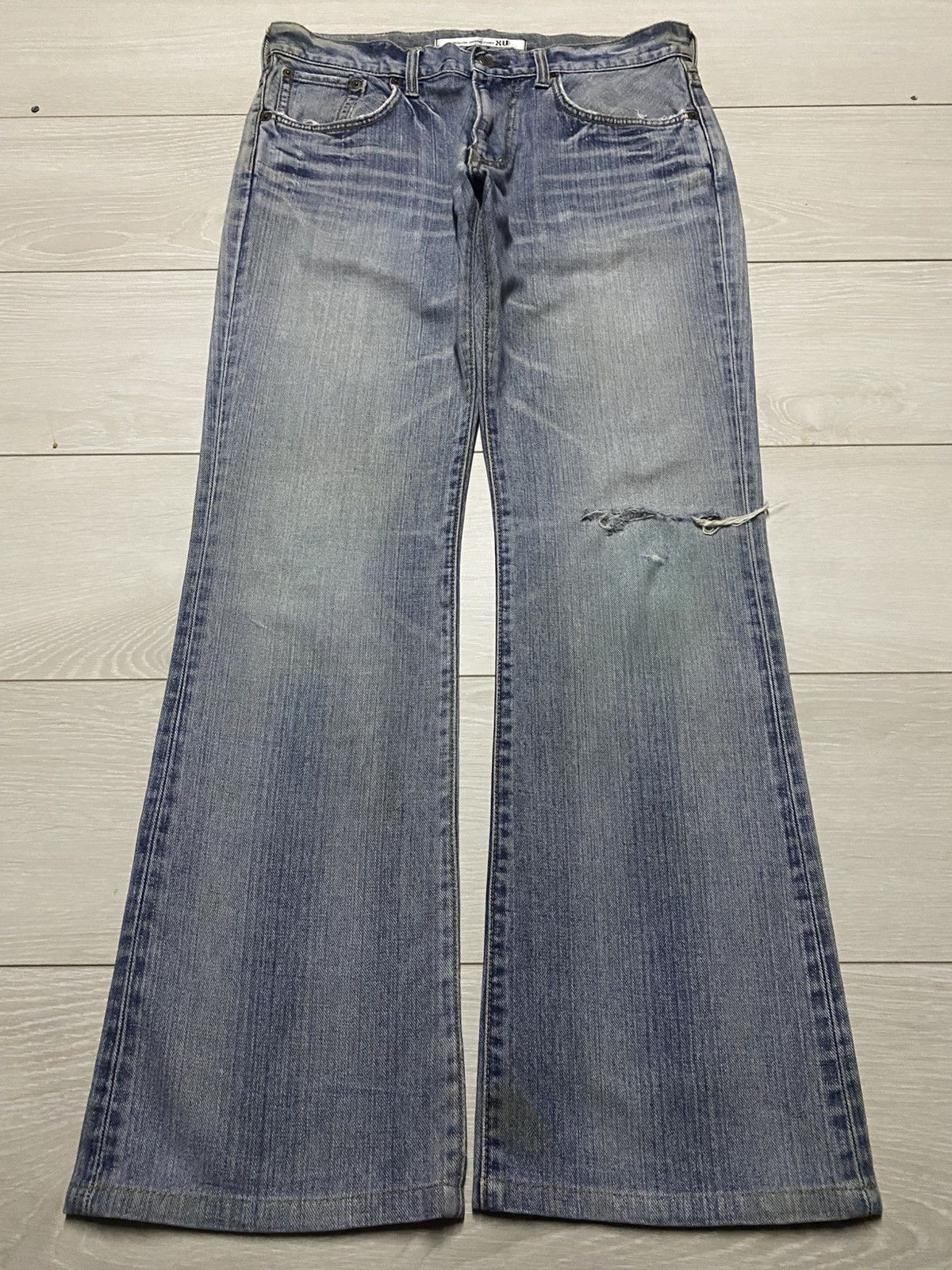 Excluxive Vintage Edwin Washed Distressed Flare Jeans