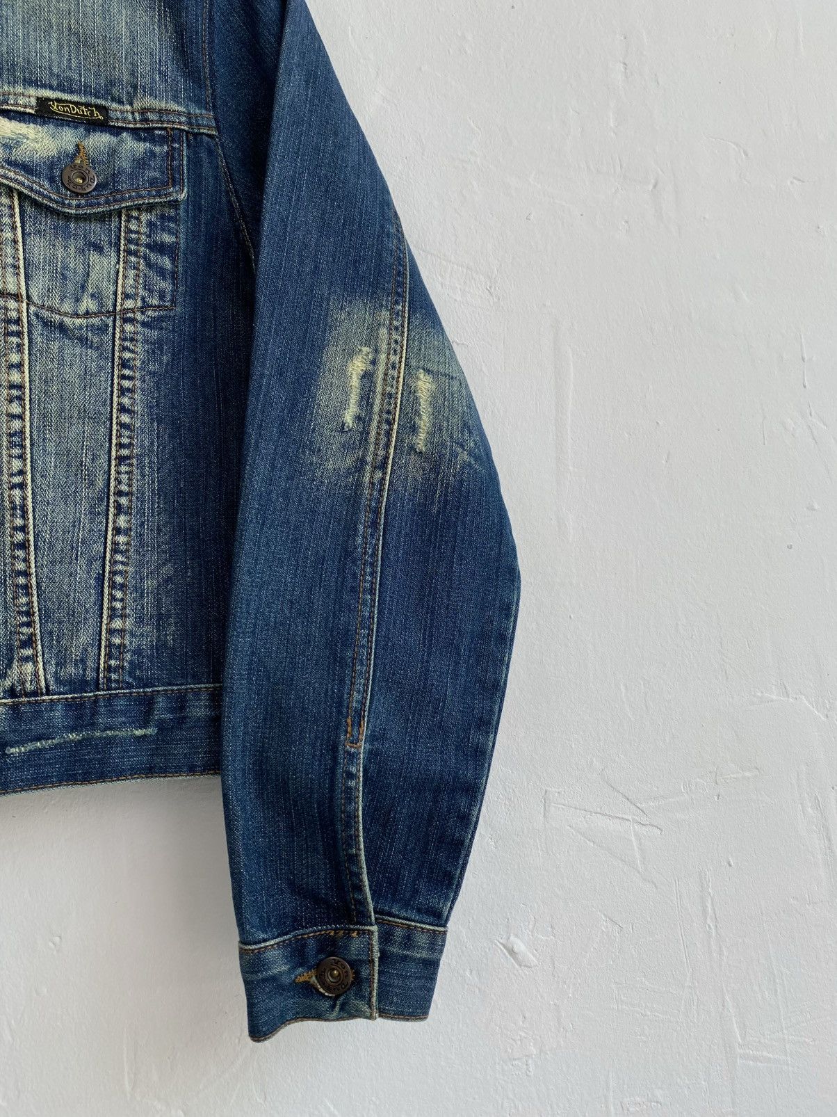Ed Hardy × Vintage × Von Dutch Von Dutch Distressed Denim Jacket Y2K Size XS / US 0-2 / IT 36-38 - 8 Thumbnail