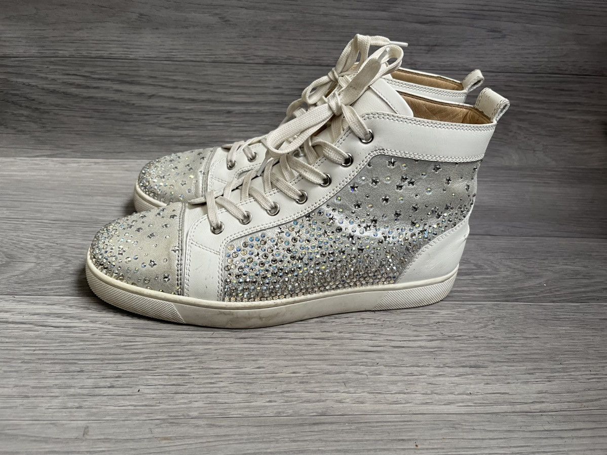 Christian Louboutin Christian loubotin leather crystal emblished hi-top sneaker Size US 7 / EU 40 - 4 Thumbnail