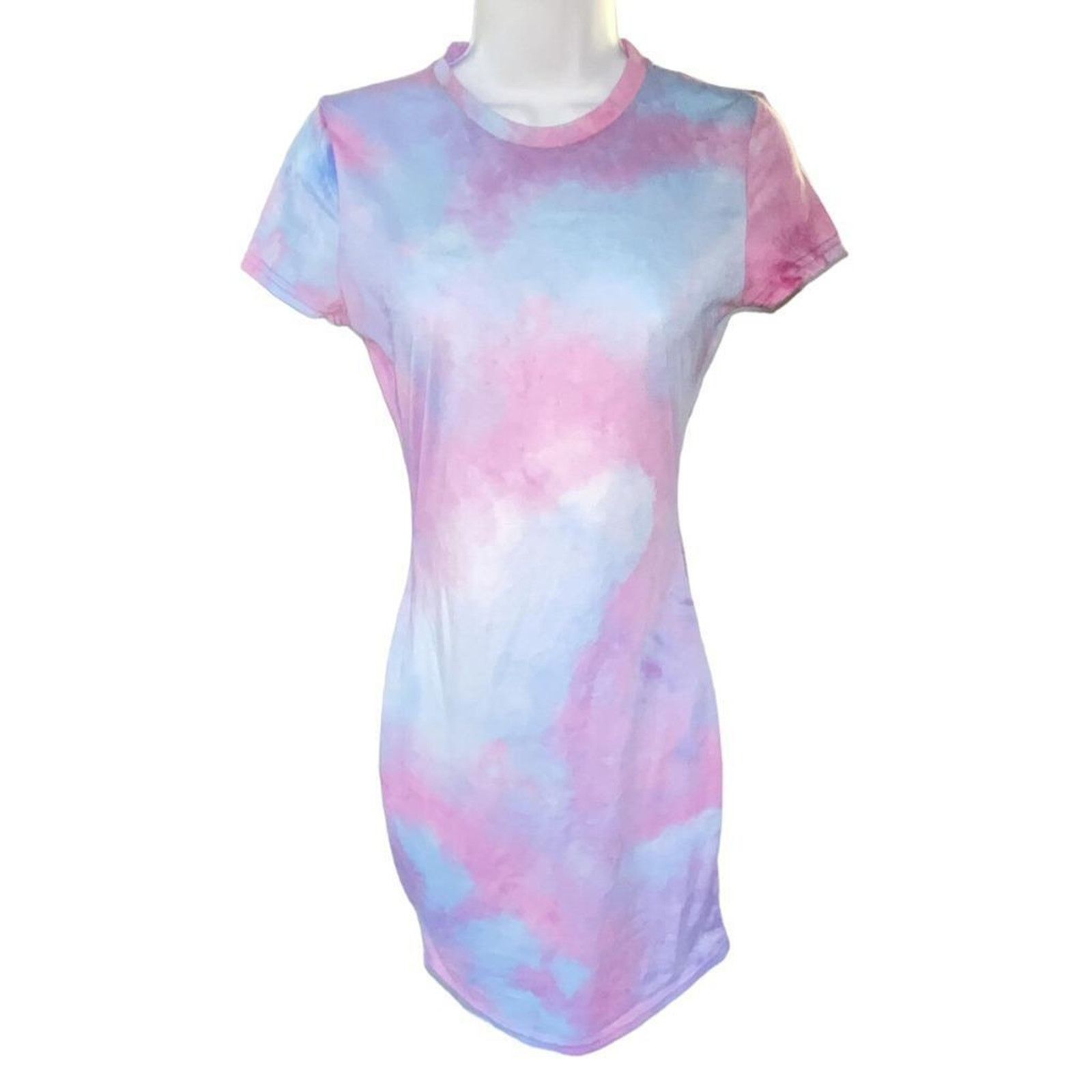 Shein NWOT Purple Blue Tie Dye Short Sleeve T-Shirt Dress XS/S Size XS / US 0-2 / IT 36-38 - 1 Thumbnail