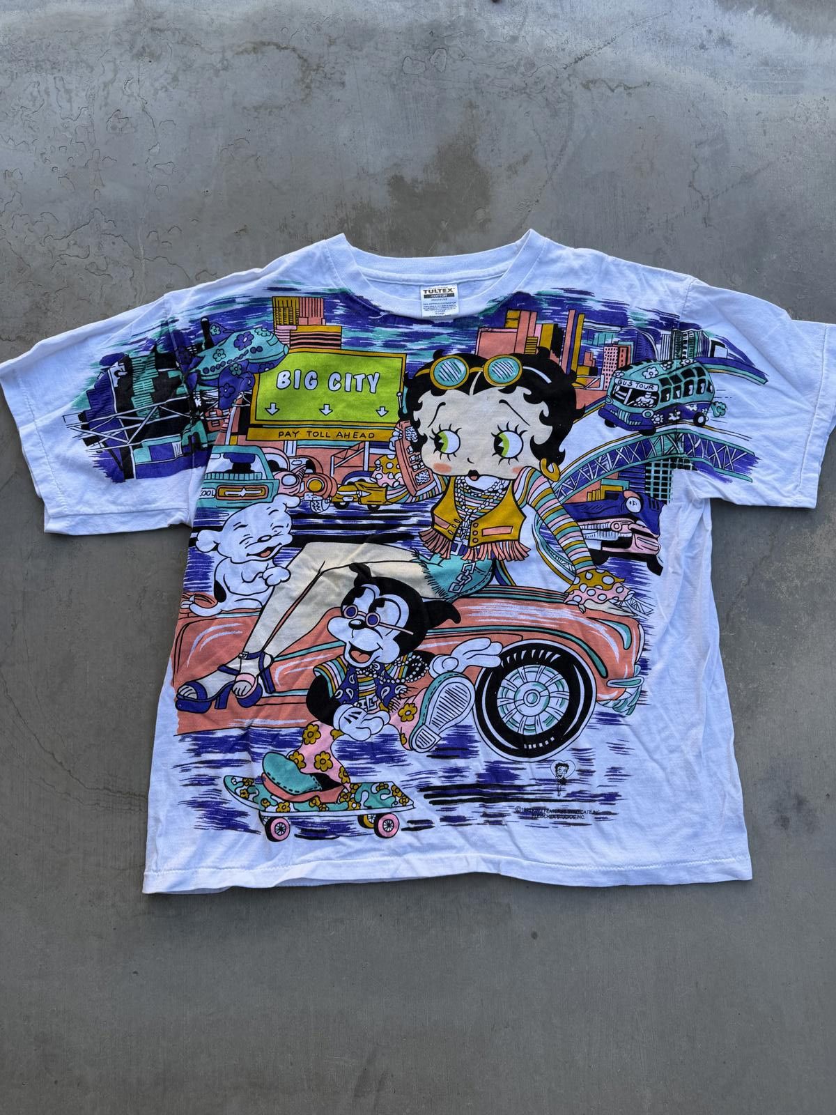 Vintage Betty Boop City Chick All Over Print Tee Tultex XL