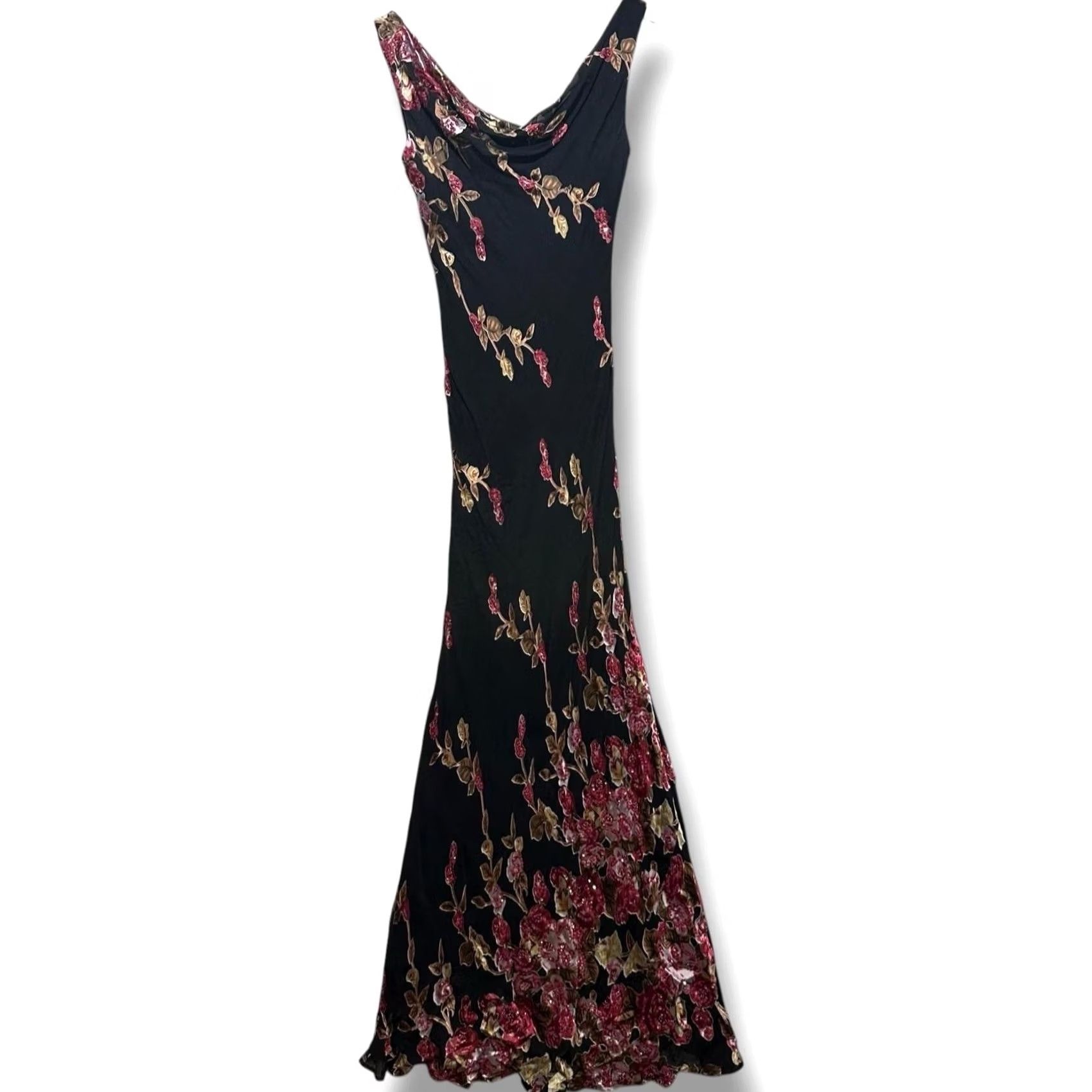 Vintage Sue Wong Nocturne Gown Womens 10 Silk Blend Intricate Floral Beads & Sequins Maxi Dress Long Ruffle Beaded Sequin VINTAGE خ Size L / US 10 / IT 46 - 2 Thumbnail
