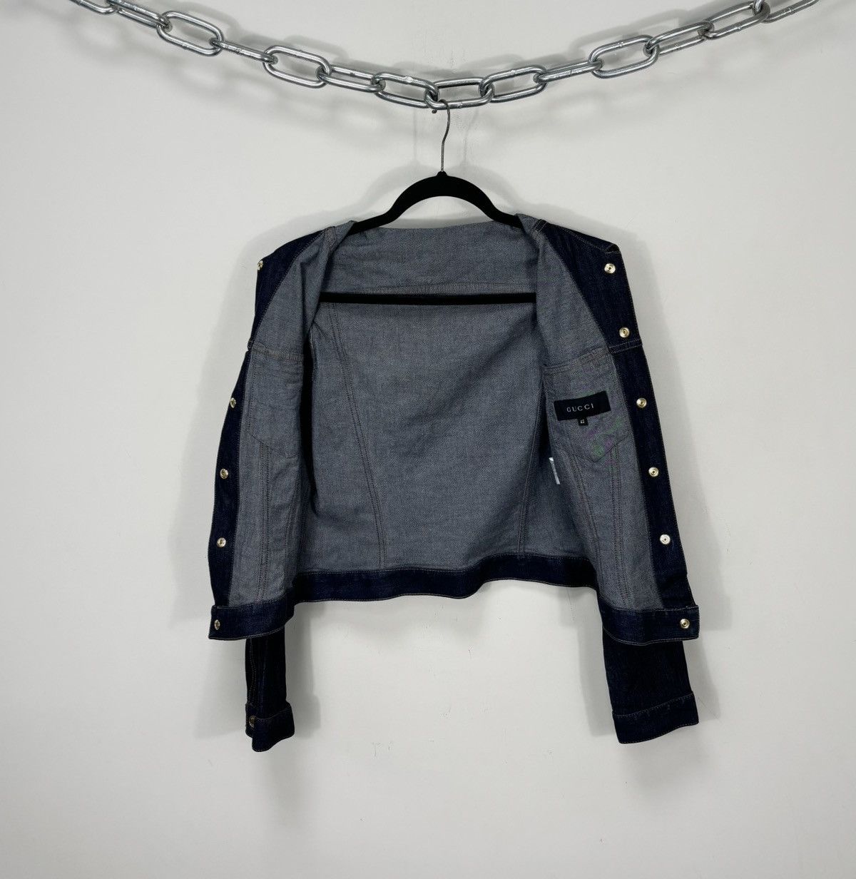 Gucci Vintage 90s Gucci Tom Ford Era Women’s Rare Denim Jacket Size M / US 6-8 / IT 42-44 - 3 Thumbnail
