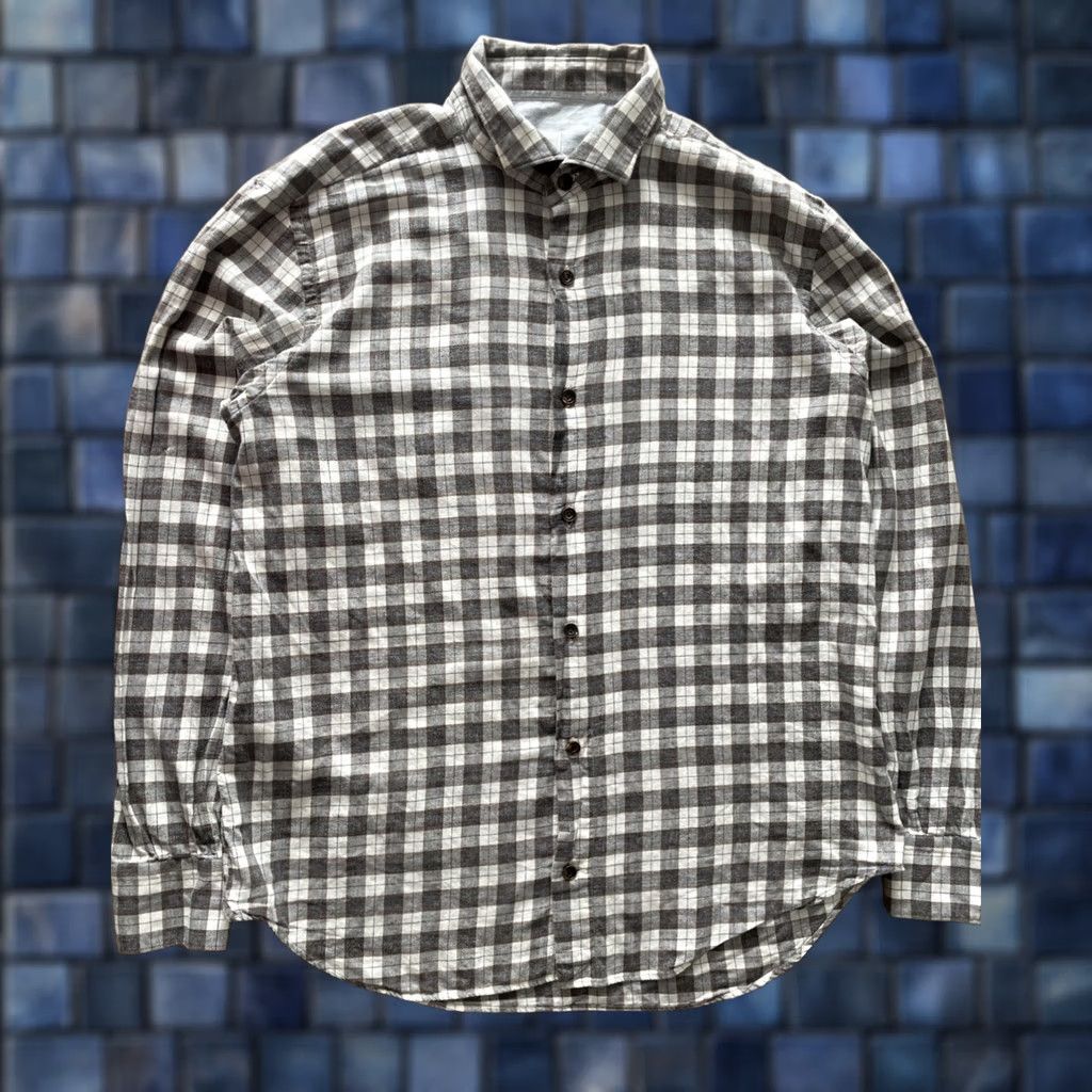 Eleventy VINTAGE Eleventy Platinum Flannel Shirt Men XL Gingham Plaid Checkered 100% Cotton Italy Size US XL / EU 56 / 4 - 1 Thumbnail