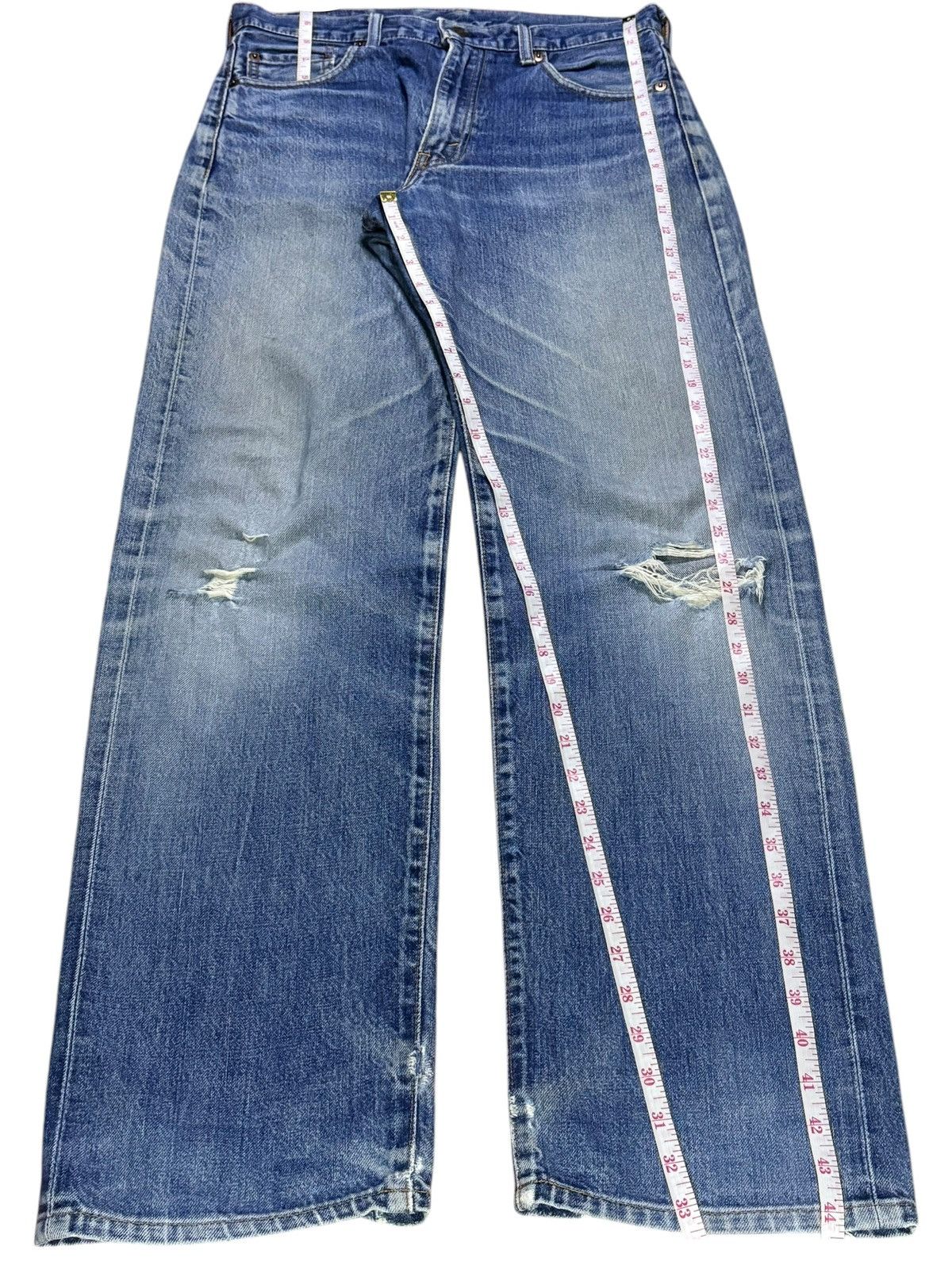 LVC × Levi's × Levi's Vintage Clothing Vintage 80s Levis 503B Big E Selvedge Distress Baggy Jeans Size US 31 - 14 Thumbnail