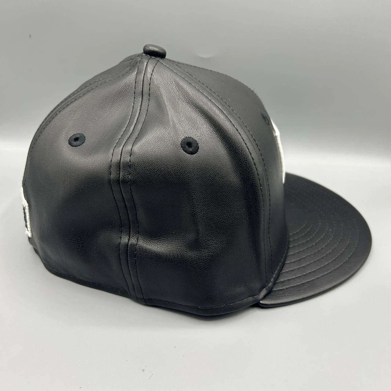 New Era Las Vegas Raiders Hat Men 7 1/8 Black PU Leather Fitted Cap Size ONE SIZE - 6 Thumbnail
