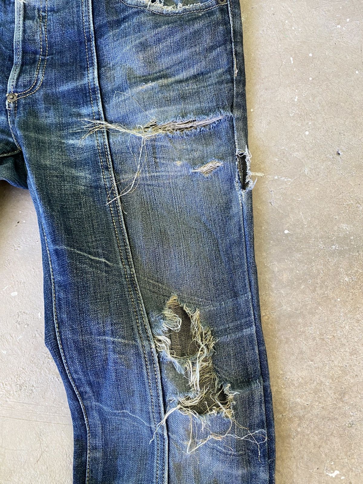 Japanese Brand Buffalo Distressed Flared Denim Jeans Y2K Size US 31 - 5 Thumbnail