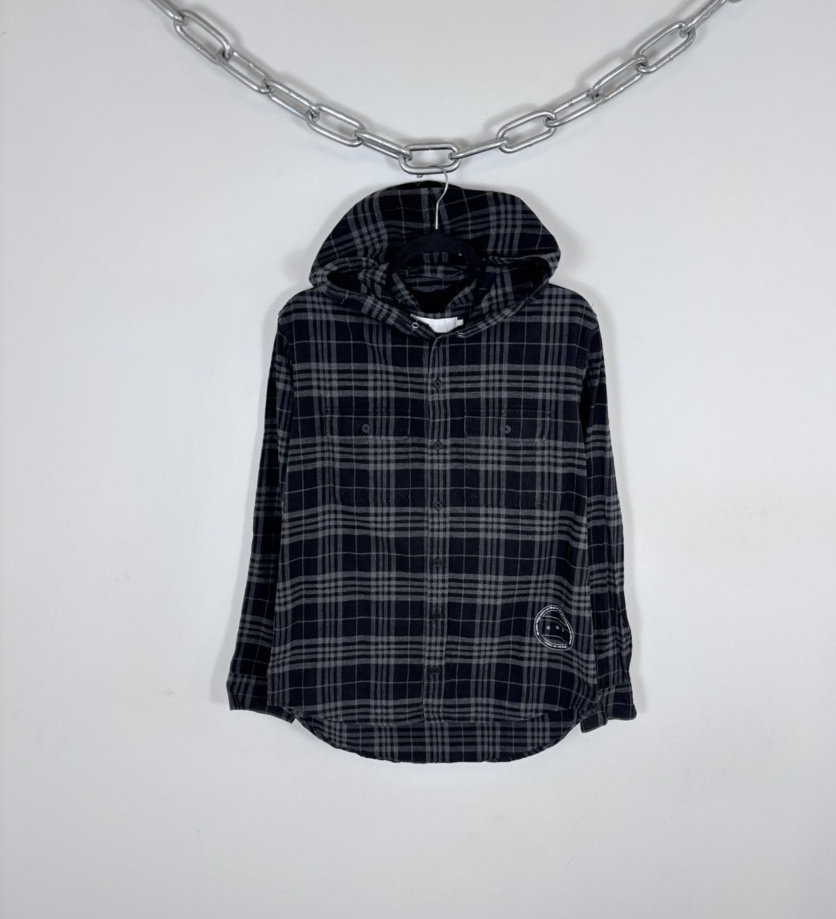 thisisneverthat thisisneverthat Grey/Black Plaid Check Hooded Flannel Shirt Size US S / EU 44-46 / 1 - 1 Thumbnail