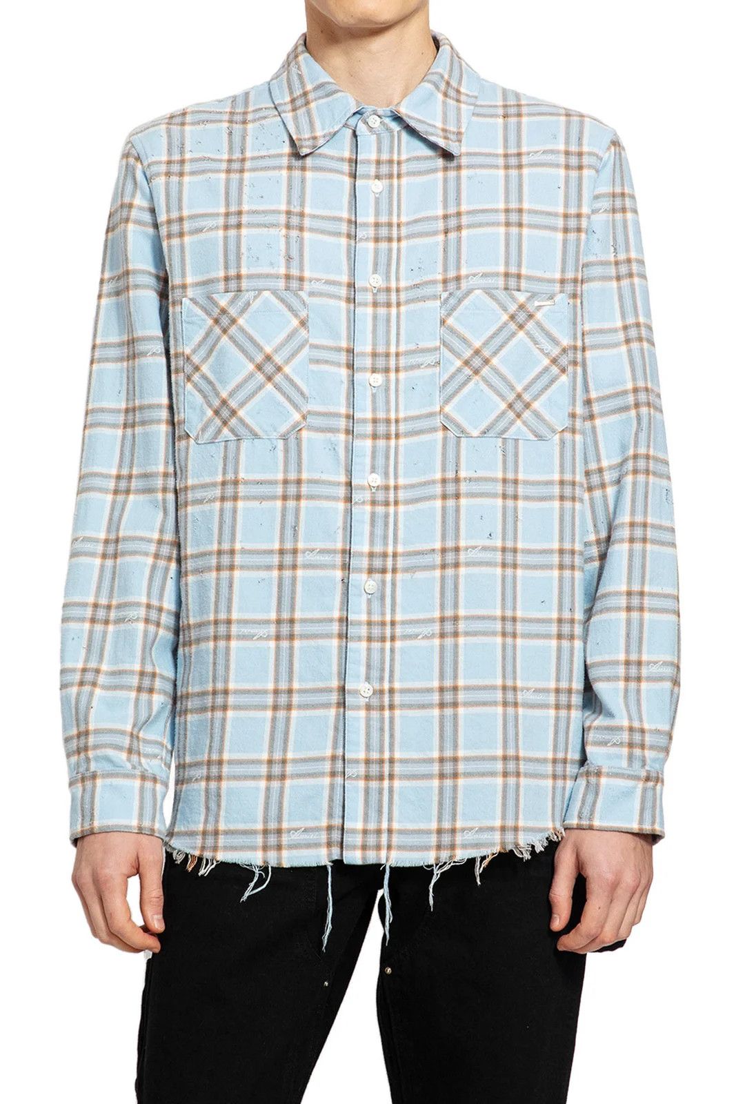 Amiri o1gr1nt0426 Shotgun Flannel Shirt in Sea Blue Size US M / EU 48-50 / 2 - 2 Thumbnail
