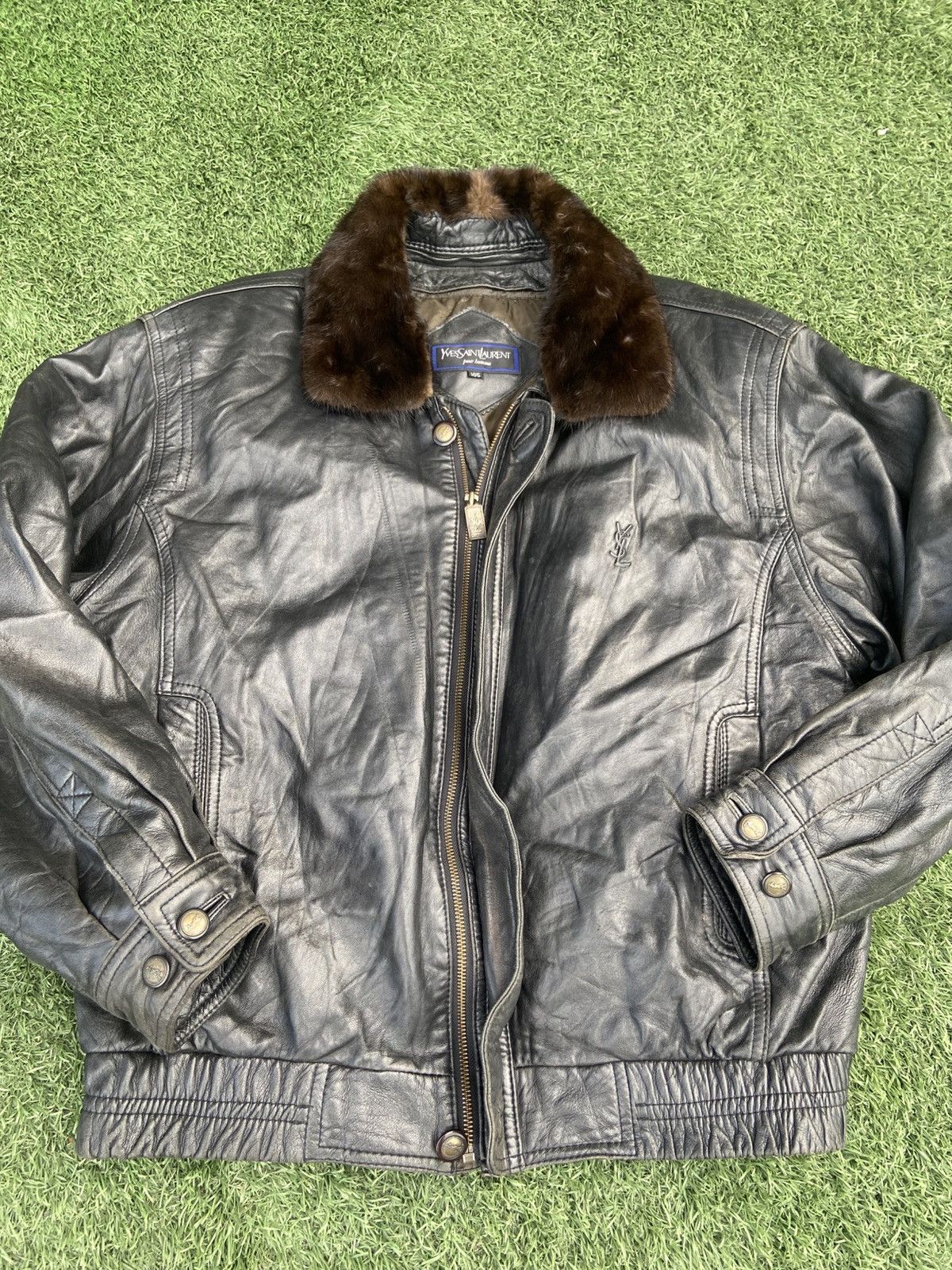 Saint Laurent Paris Vintage Yves Saint Laurent Black Leather Jacket Size US L / EU 52-54 / 3 - 1 Thumbnail