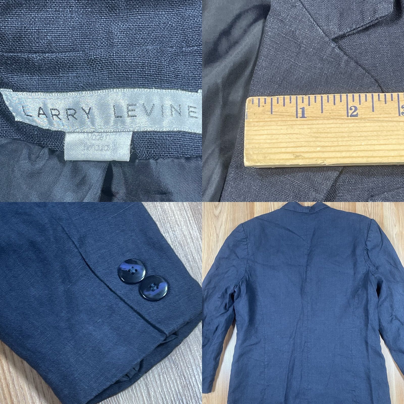 Vintage LARRY LEVINE Blazer Womens 14 100% Linen Blue Sport Coat Jacket Lined Business Jacket Blazer Pants Shirt (adjusted for clarity) Size XL / US 12-14 / IT 48-50 - 9 Thumbnail