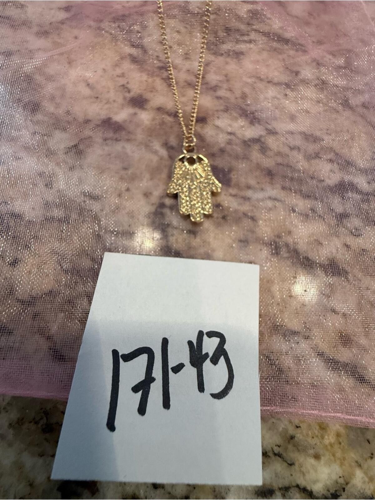 Other Rhinestone hand charm necklace gold dainty link chain Size ONE SIZE - 7 Thumbnail