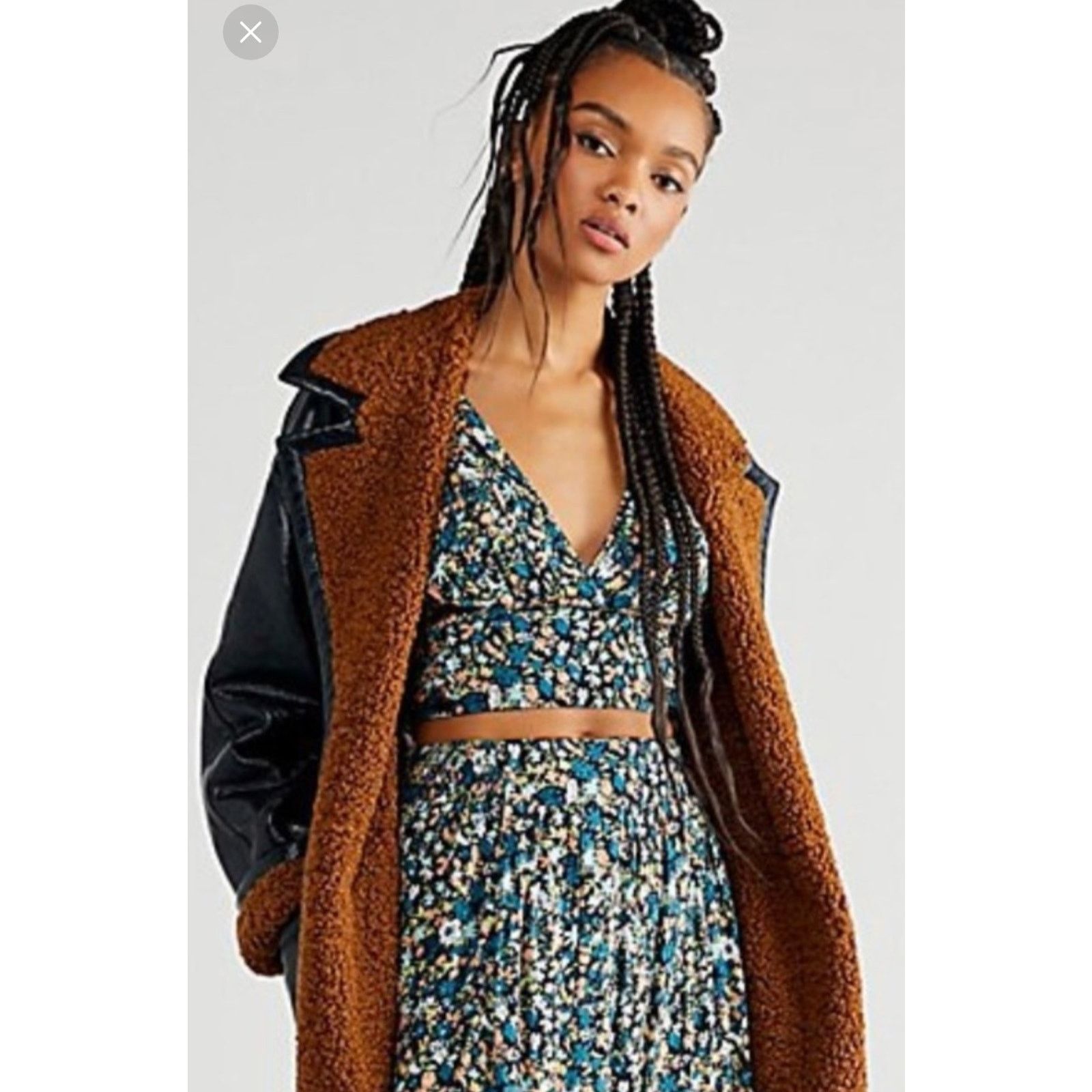 Free People New Pretty Dayz Skirt Set $128 X-SMALL Blue Boho Floral Size 26" / US 2 / IT 38 - 2 Thumbnail