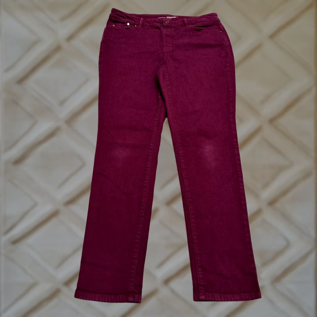 Vintage Chico's The Platinum Jegging Skinny Denim Jeans Women 1 Maroon High Rise Stretch Size 25" / US 0 / IT 36 - 1 Thumbnail