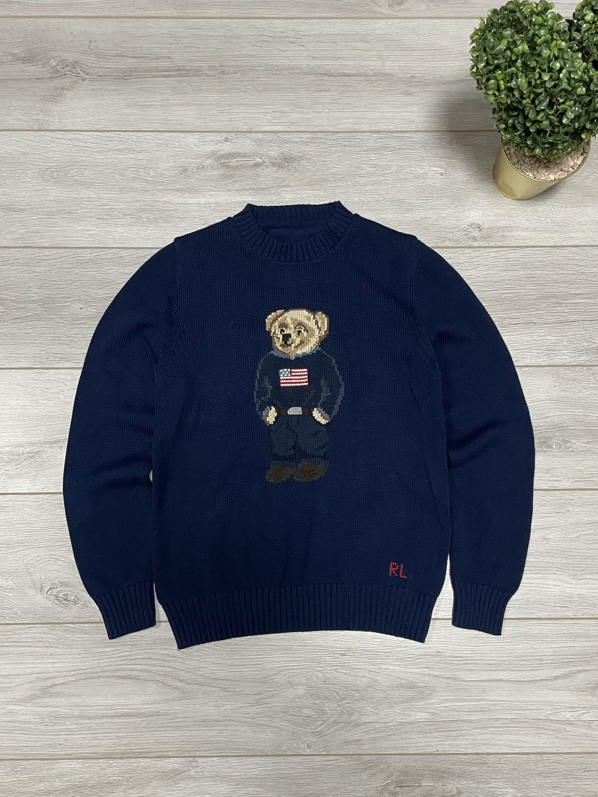 Polo Ralph Lauren POLO Bear 🇺🇸 Ralph Lauren sweater big logo USA flag Size US L / EU 52-54 / 3 - 1 Thumbnail