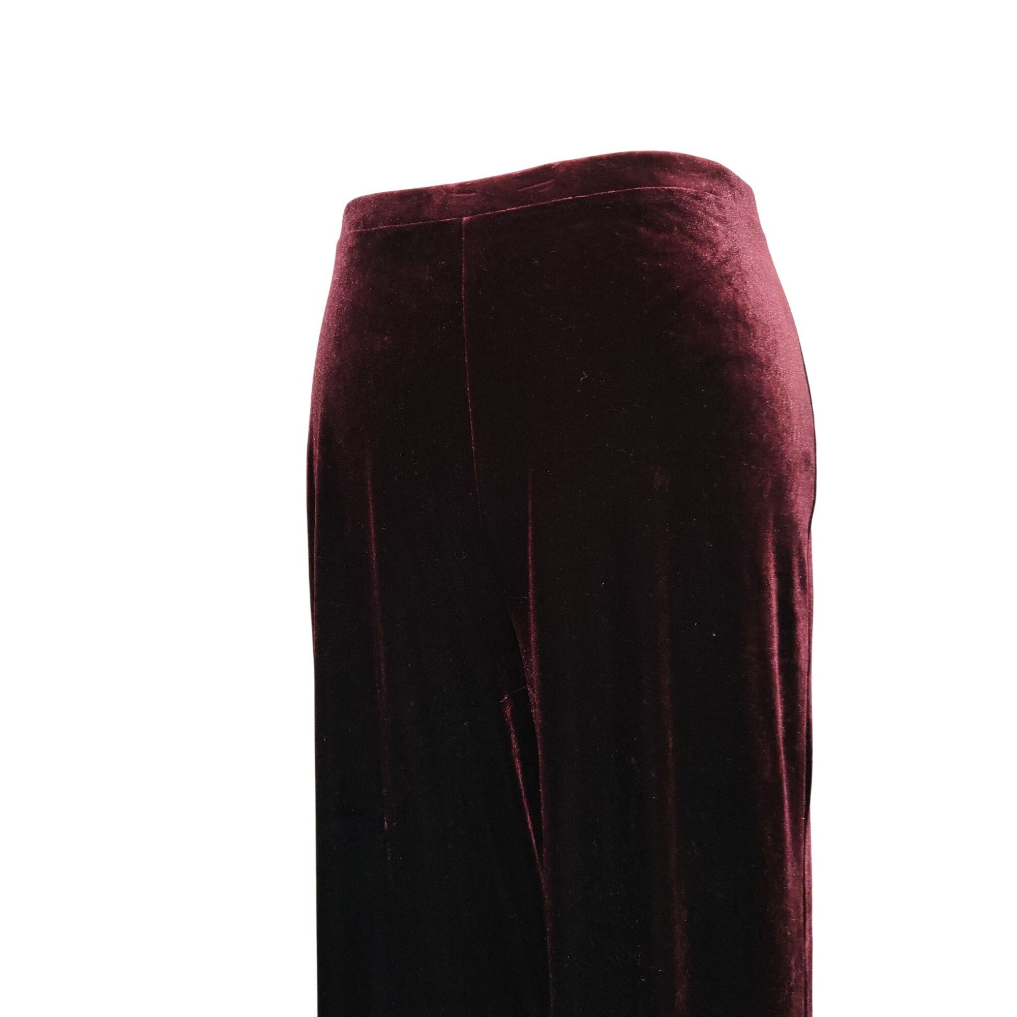 George George L Womens Pants Red Bordeaux Smooth Velvet Wide Leg St Size 35" - 10 Thumbnail