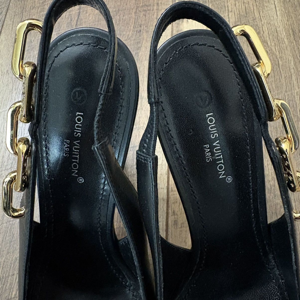 Louis Vuitton Louis Vuitton Leather Slingback Pumps Size US 7 / IT 37 - 5 Thumbnail