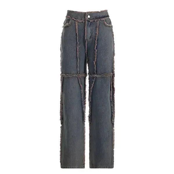 Jean Vintage Tassel Fur Trim Patchwork Jeans Size 27" / US 4 / IT 40 - 1 Thumbnail