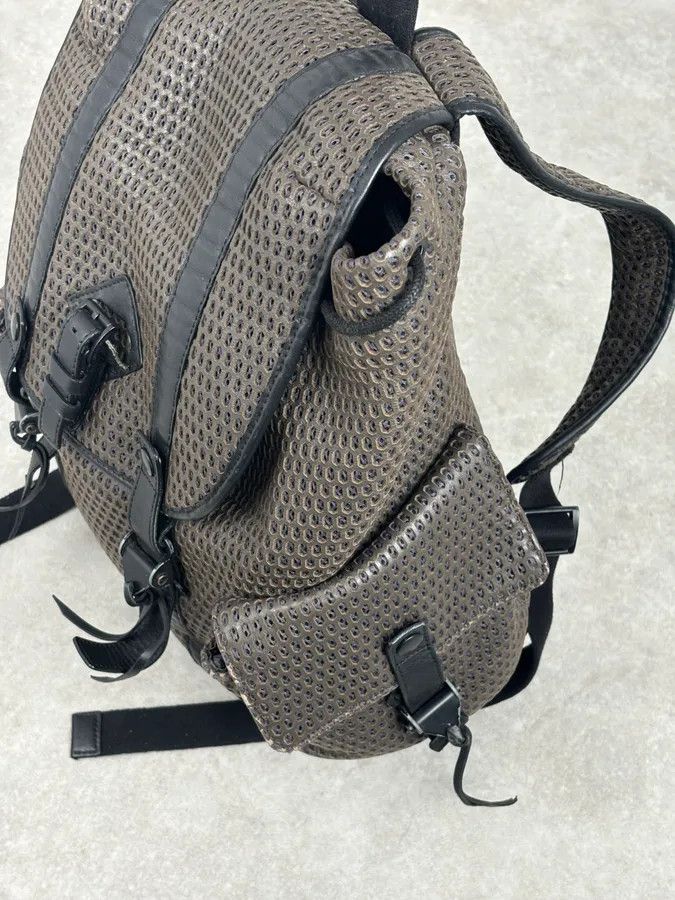 Emporio Armani FW2013 Emporio Armani Taupe Grey Perfored Leather Multi-Pocket Backpack Size ONE SIZE - 8 Thumbnail