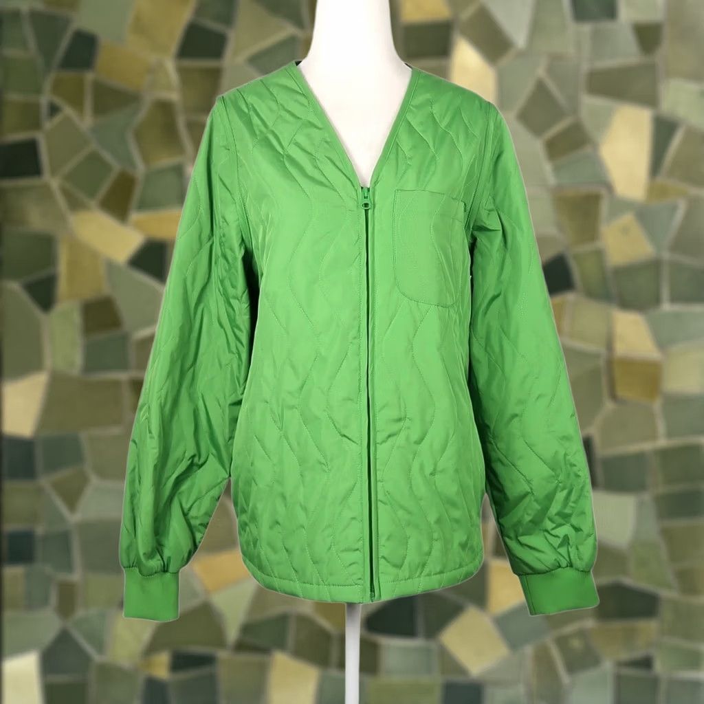 Vintage Stussy Jacket Zip Off Quilted Liner Green Womens M Regular Long Sleeve Solid Zip Front Short Coat Casual Fall Winter Spring Vest option Size M / US 6-8 / IT 42-44 - 1 Thumbnail