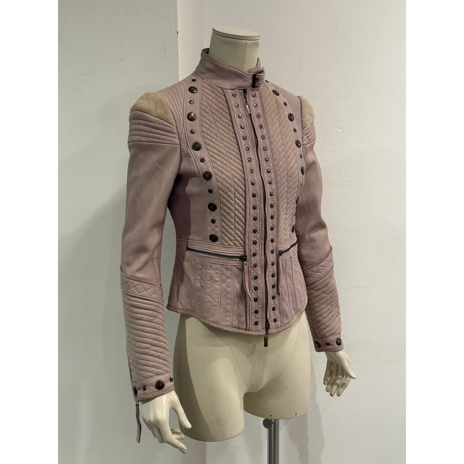 Roberto Cavalli 2000s Cavalli napoleon studded suede moto jacket Size M / US 6-8 / IT 42-44 - 3 Thumbnail