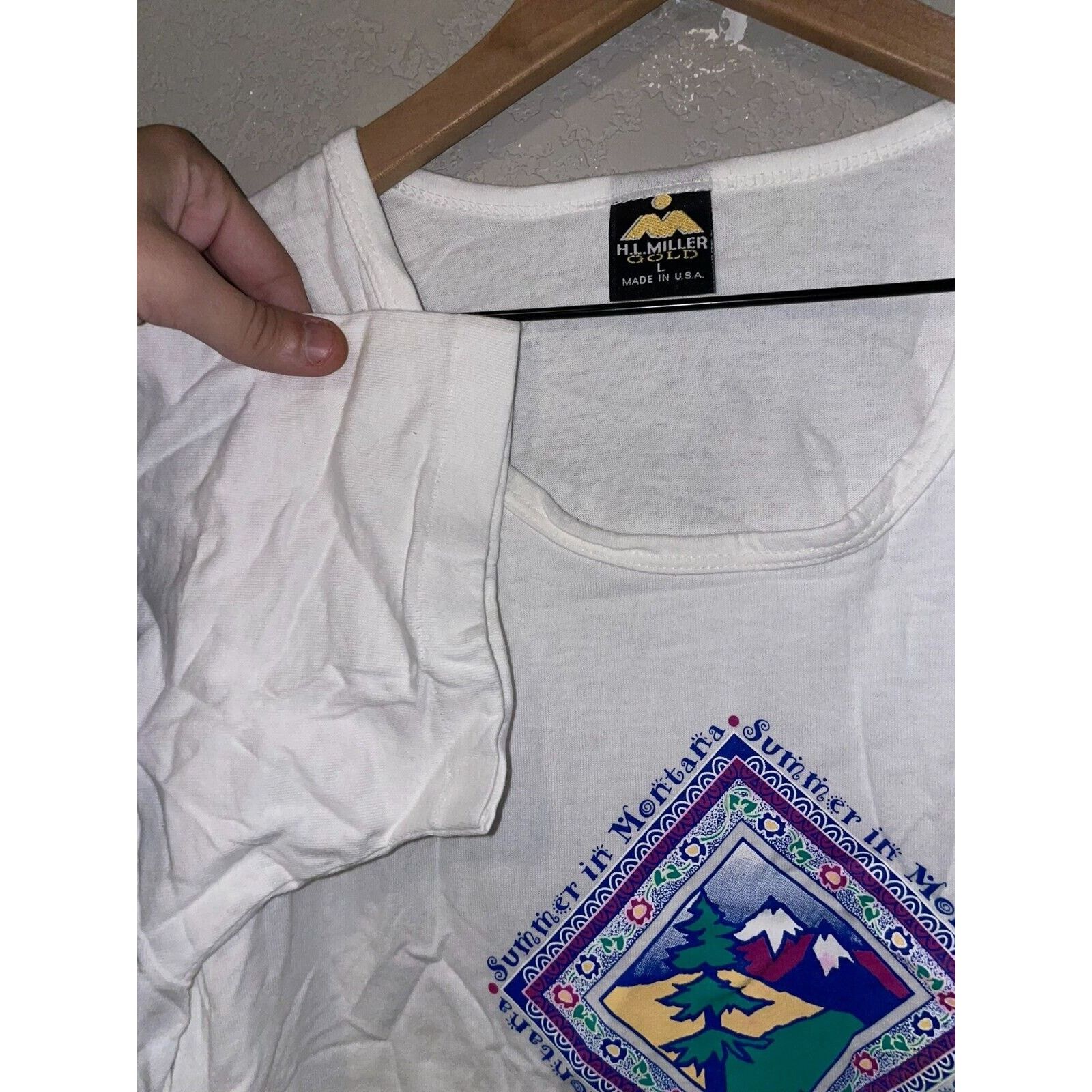 Vintage Womens Vintage Summer White Shirt Montana Tee Top 90s Large Size L / US 10 / IT 46 - 6 Thumbnail