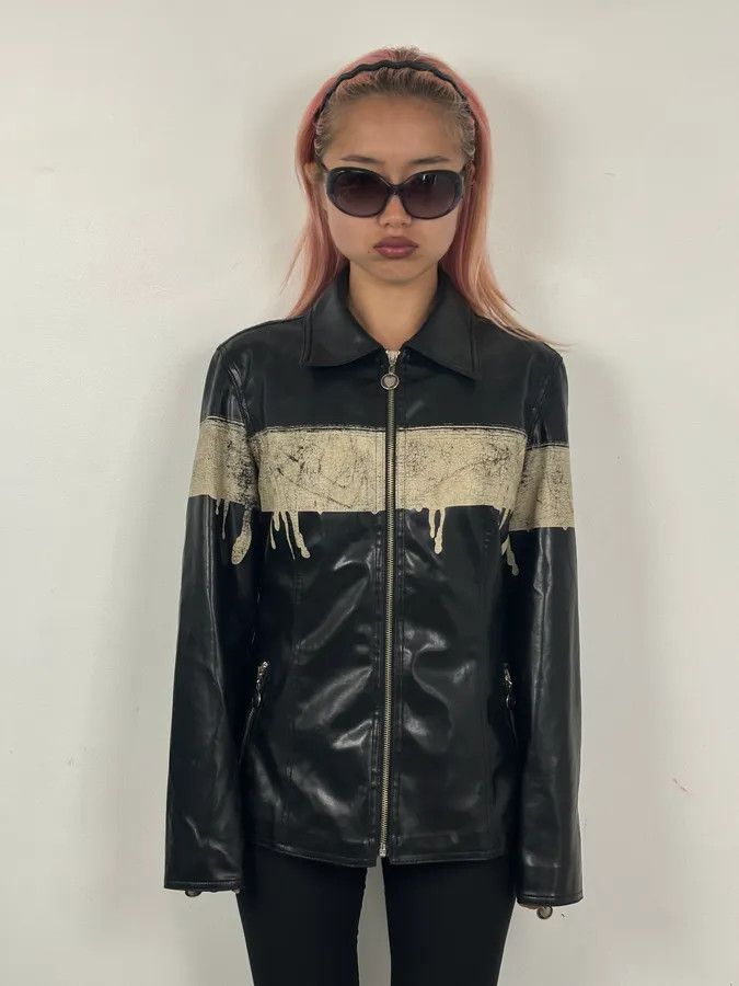 Moschino 2000s Moschino Black Painted Effect Light Jacket Size M / US 6-8 / IT 42-44 - 2 Thumbnail