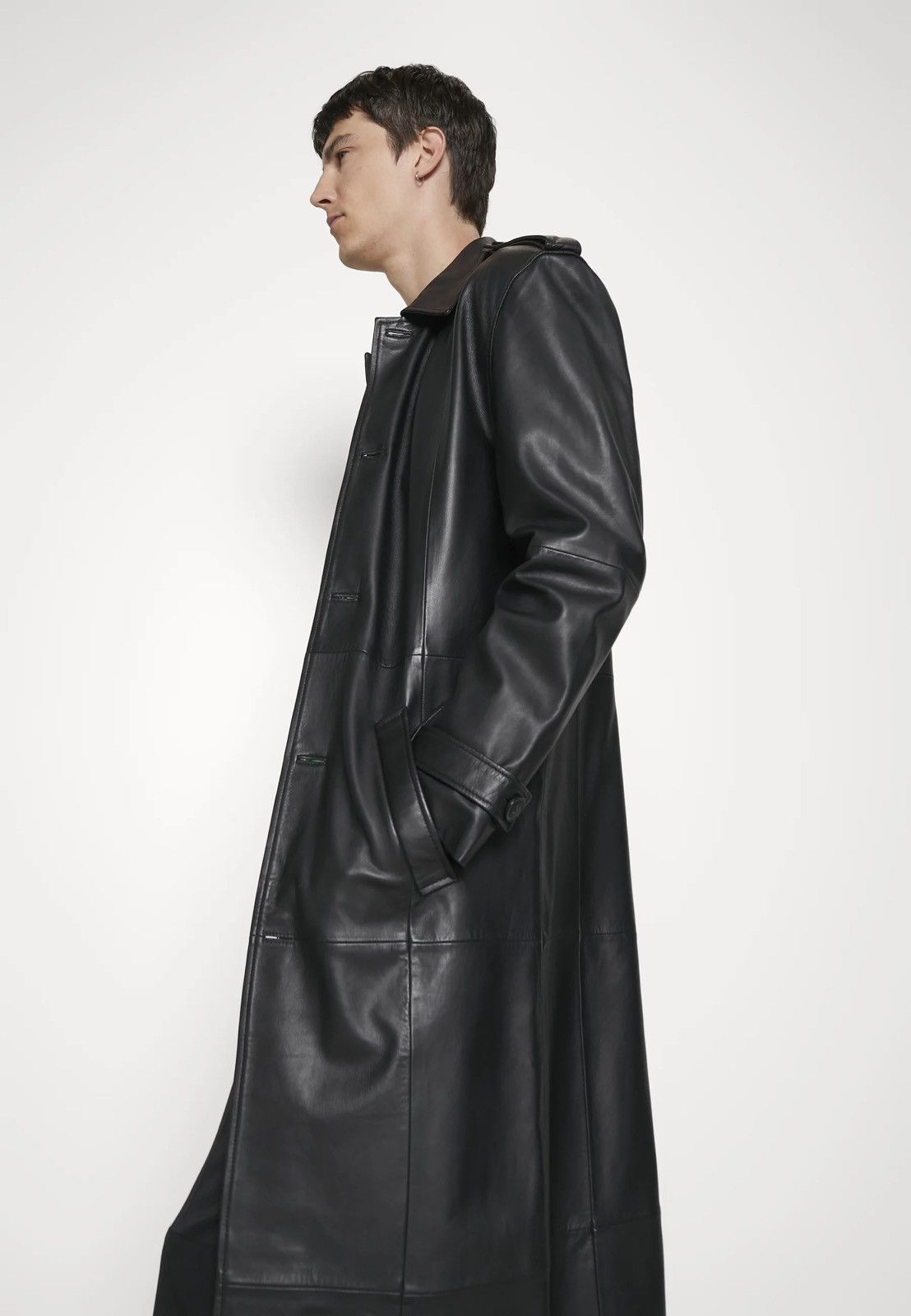Leather !DS! AW22 Studio ID Long Paneled Leather Black Coat Size US M / EU 48-50 / 2 - 7 Thumbnail