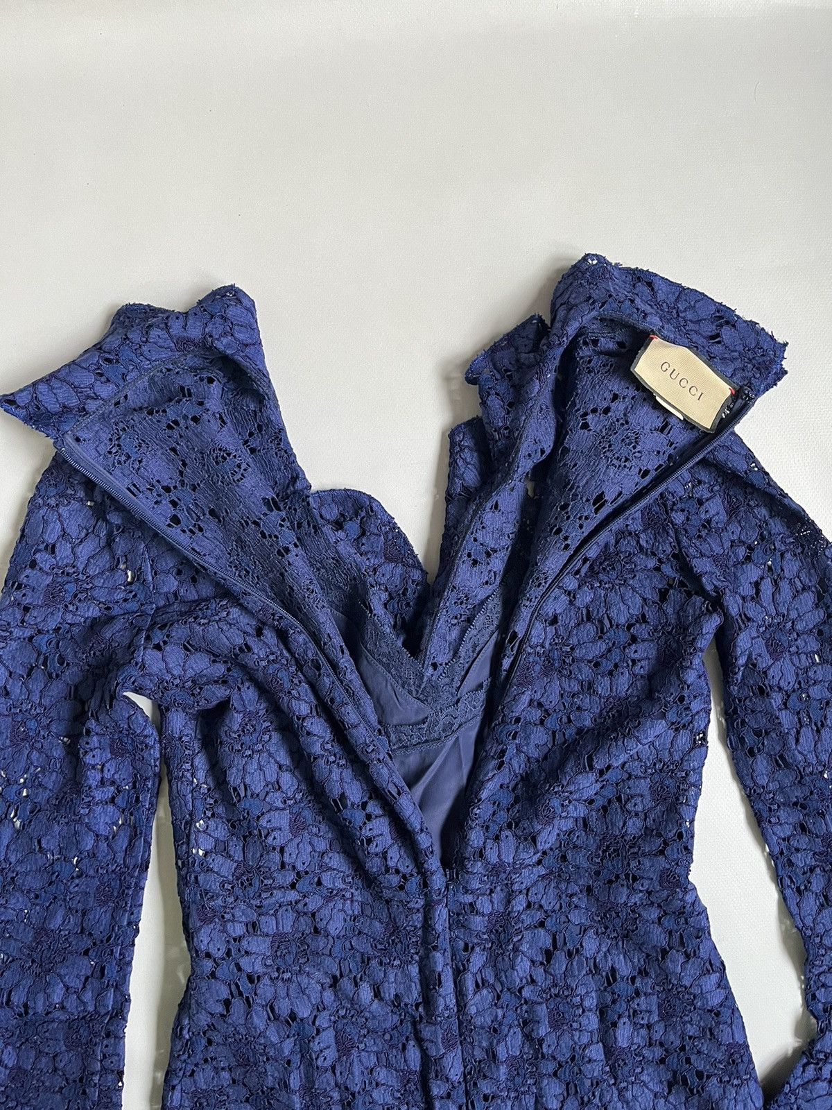 Gucci Gucci Blue Floral Lace Polyamide Dress Size M / US 6-8 / IT 42-44 - 15 Thumbnail