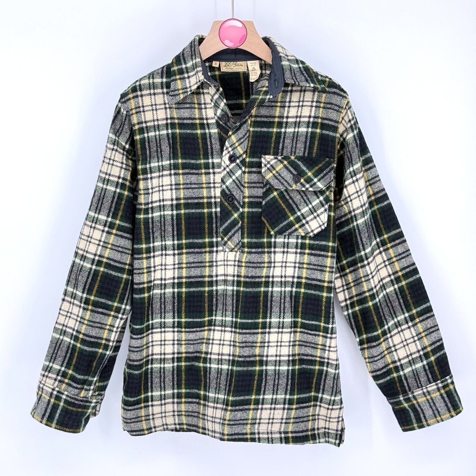 L.L. Bean Vintage 60s LL Bean Pullover Wool Nylon Heavy Flannel Plaid Size US S / EU 44-46 / 1 - 1 Thumbnail