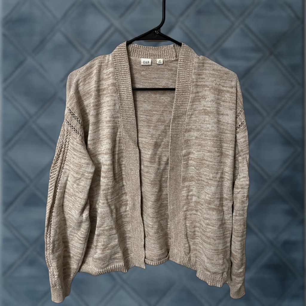 Gap Gap Cardigan Sweater Women M Brown Open Front Short Sleeve 90s City Retro Casual Pockets Womens Size M / US 6-8 / IT 42-44 - 1 Thumbnail