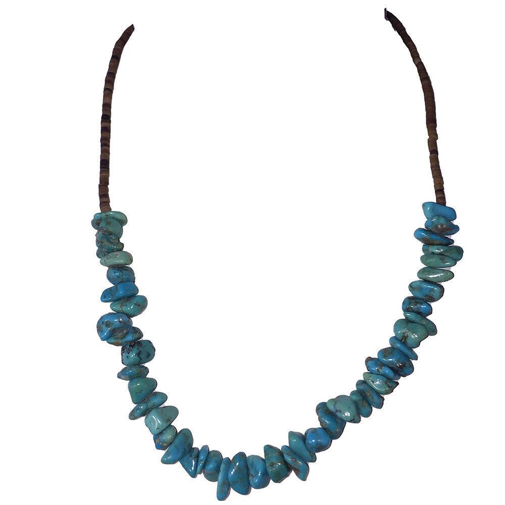Designer Silver Leaf Turquoise Nugget and Heishi Bead Necklace Size ONE SIZE - 1 Thumbnail