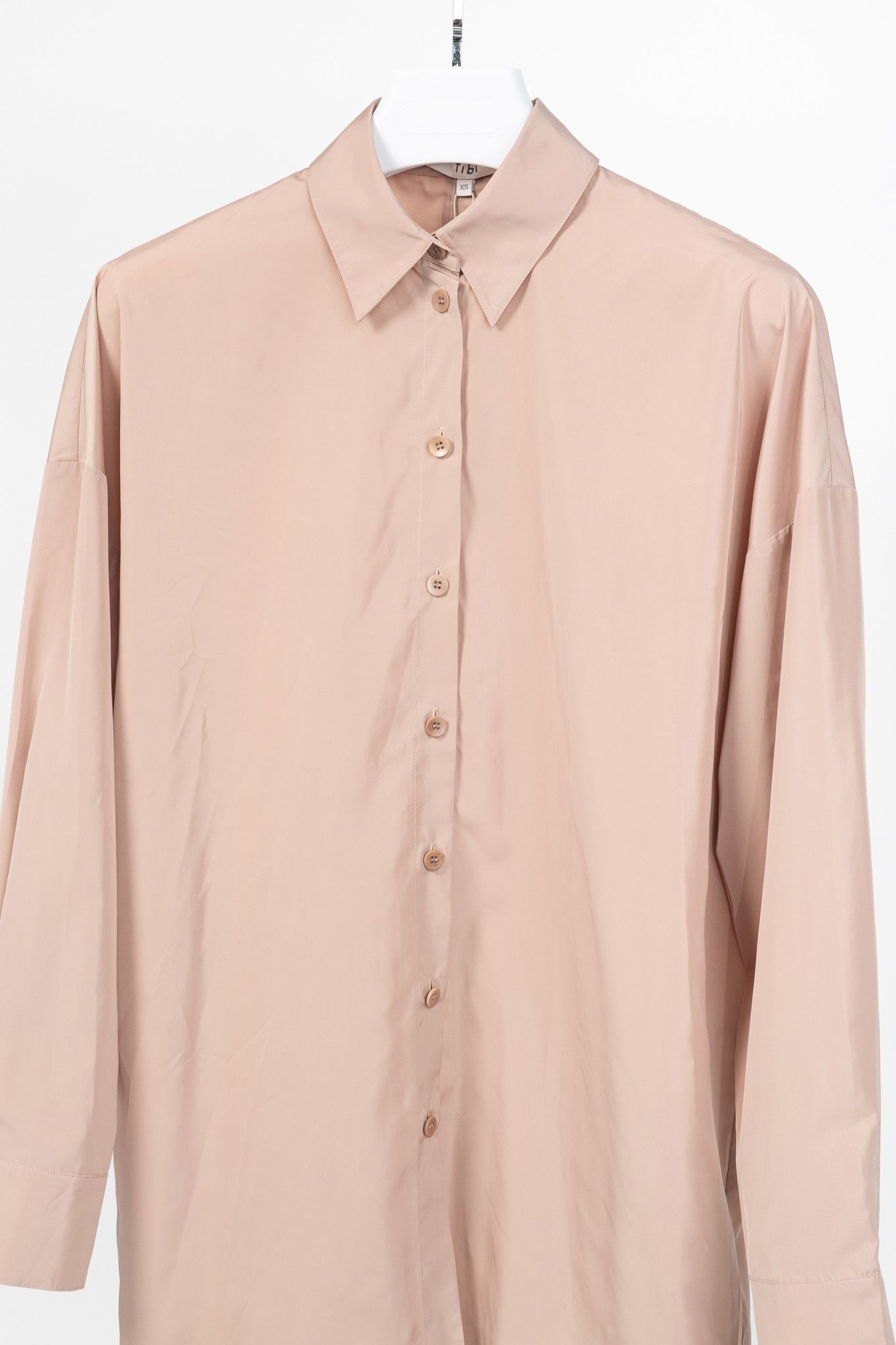 Tibi Tibi Toffee Italian Sporty Nylon Cocoon-Back Buttoned Shirt Size XS / US 0-2 / IT 36-38 - 3 Thumbnail