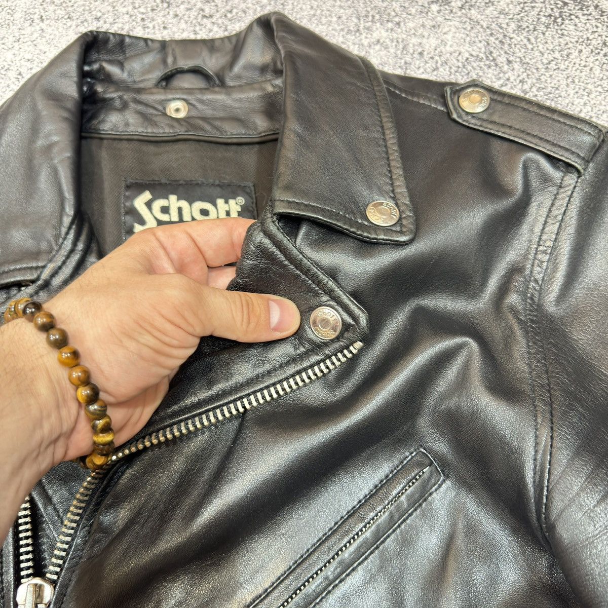 Schott Schott Mens Black Biker Jacket M size Size US M / EU 48-50 / 2 - 9 Thumbnail