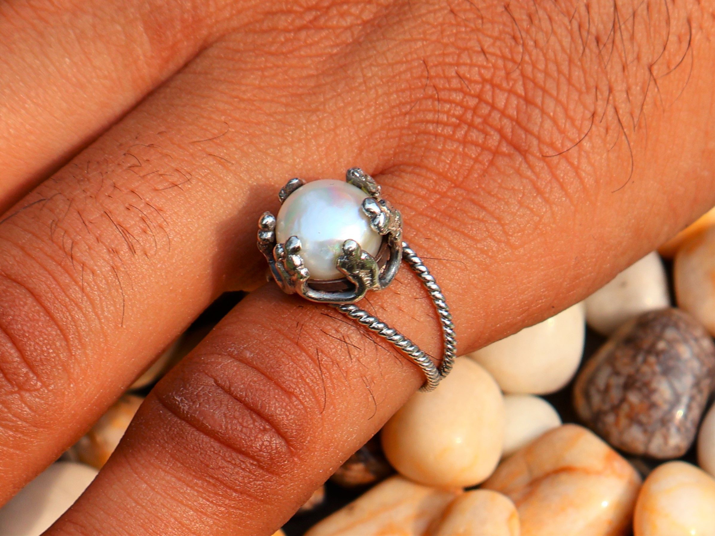 Handmade Pearl Ring, Handmade Women Ring, 925 Sterling Silver Jewelry Size ONE SIZE - 6 Thumbnail