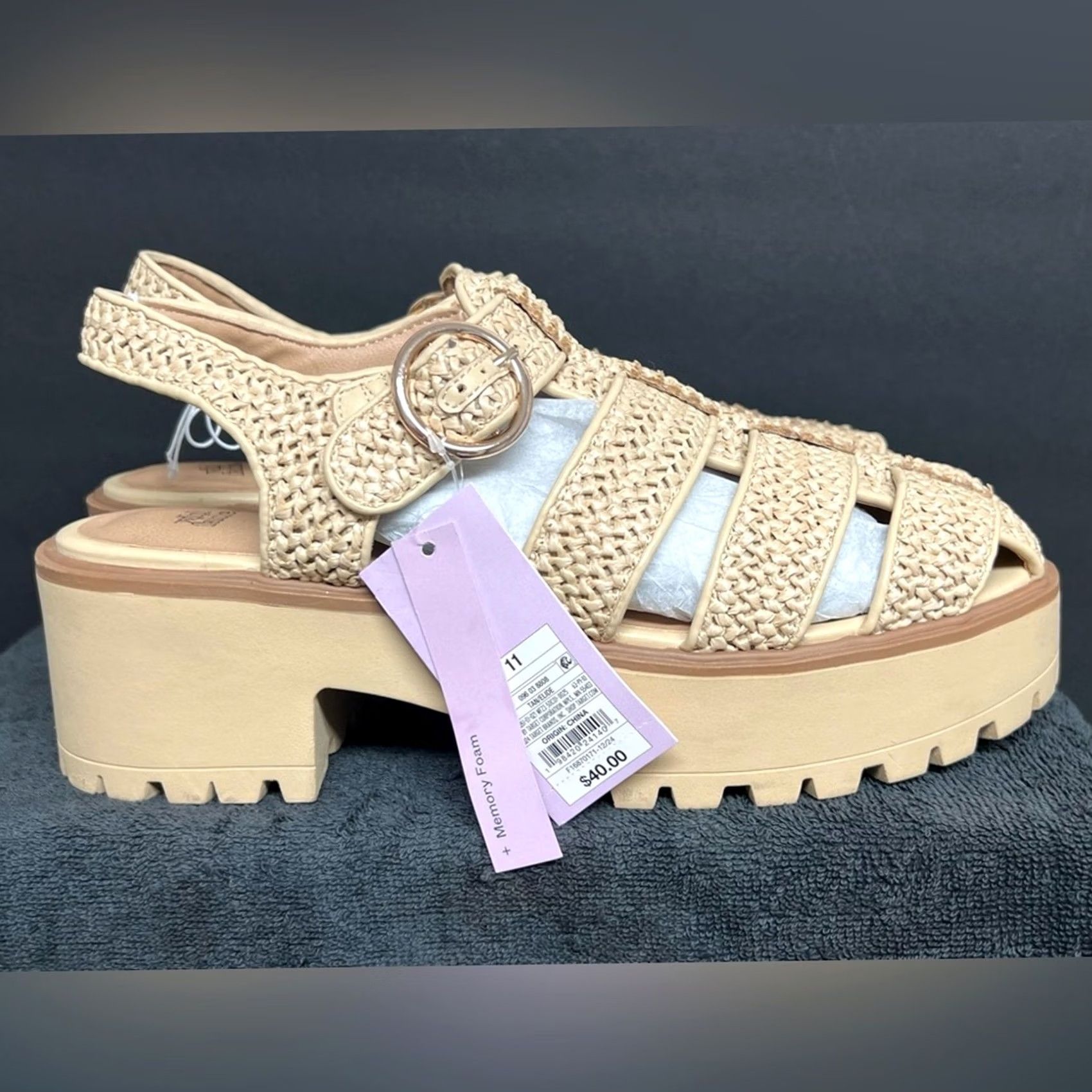 Vintage NWT Wild Fable Elide Raffia Fisherman Platform Heels Sandals Size 11 Size US 11 / IT 41 - 2 Thumbnail