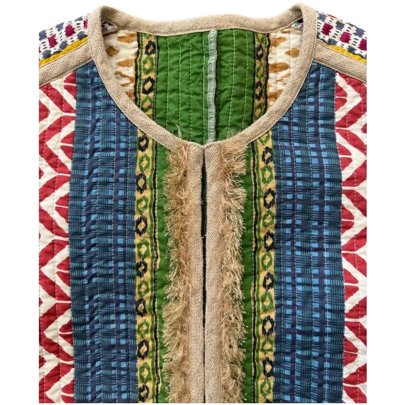 Other Cropped Boho chic quilted colorful fringed jacket x small Size XS / US 0-2 / IT 36-38 - 6 Thumbnail
