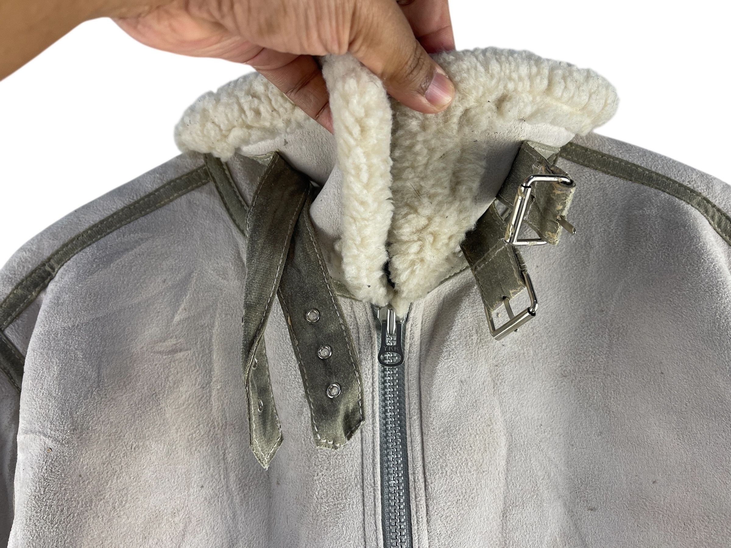Vivastudio Vivastudio Sherpa Lined Aviator Flight Jacket Grey Shearling Size US L / EU 52-54 / 3 - 10 Thumbnail