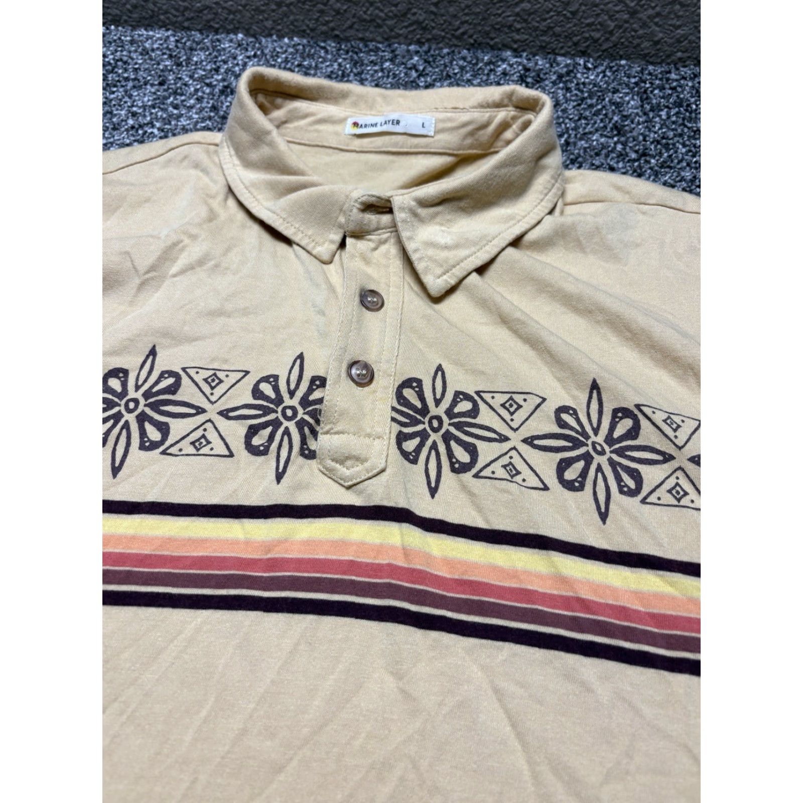 Marine Layer VINTAGE Marine Layer Polo Mens Large Multi Stripe Short Sleeve Geometric Tribal Shirt Size US L / EU 52-54 / 3 - 2 Thumbnail