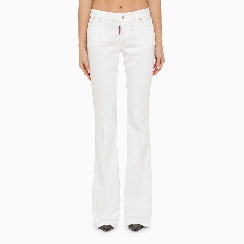 image of Dsquared2 White Cotton Trousers, Women's (Size 28)