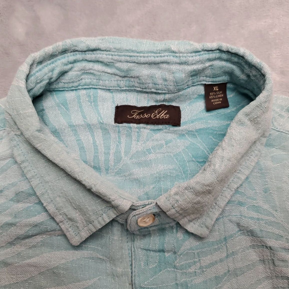 Tasso Elba VINTAGE Tasso Elba Camp Shirt Mens XL Turquoise Floral Silk Linen Hawaiian Palm Retro Shirt Mens XL Green Floral Hawaiian 90s? Size US XL / EU 56 / 4 - 4 Thumbnail