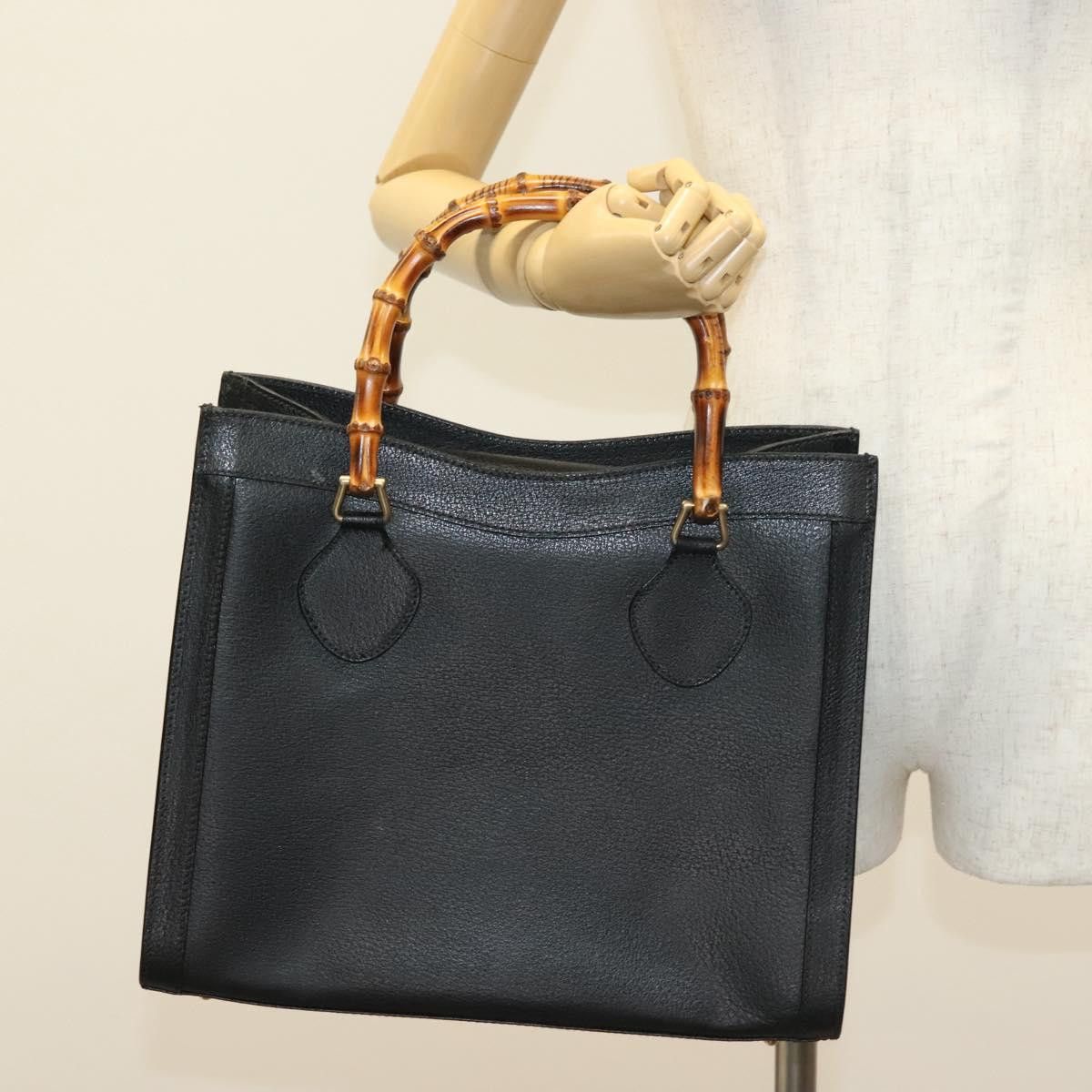 Gucci GUCCI Bamboo Hand Bag Leather Black Gold 002 2122 002 2122 Size ONE SIZE - 25 Thumbnail