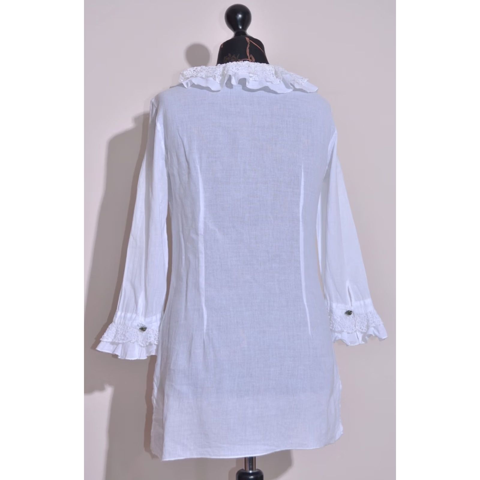 Vintage Elisa Cavaletti Blouse Shirt Women White Cotton Lace Tunic Ruffle Boho Size S Size S / US 4 / IT 40 - 5 Thumbnail