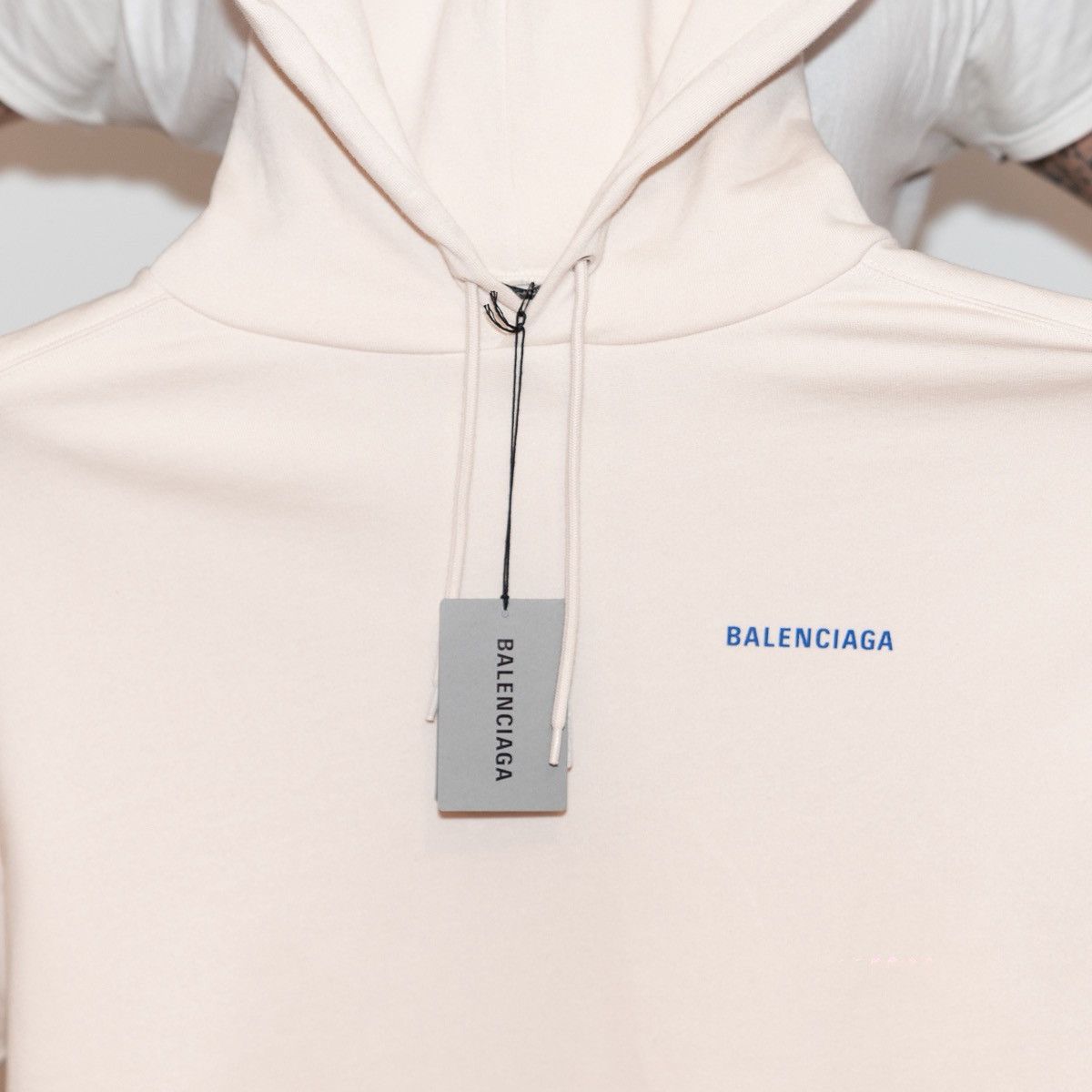 Balenciaga Balenciaga Beige Hoodie with Blue Logo Size US L / EU 52-54 / 3 - 5 Thumbnail