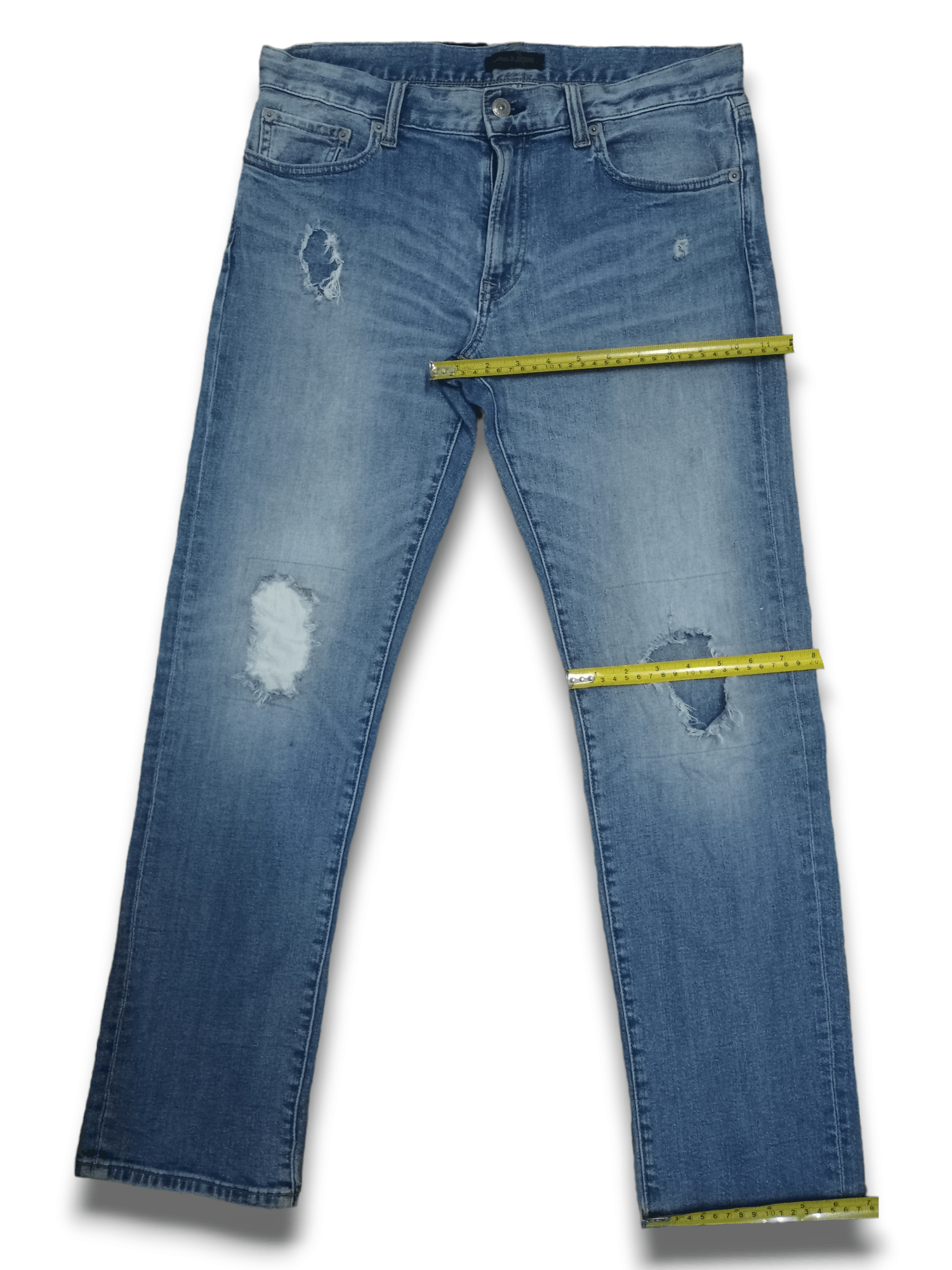Japanese Brand × Uniqlo Vintage Uniqlo Blue Wash Distressed Patched Jeans 33x28 Size US 33 - 12 Thumbnail