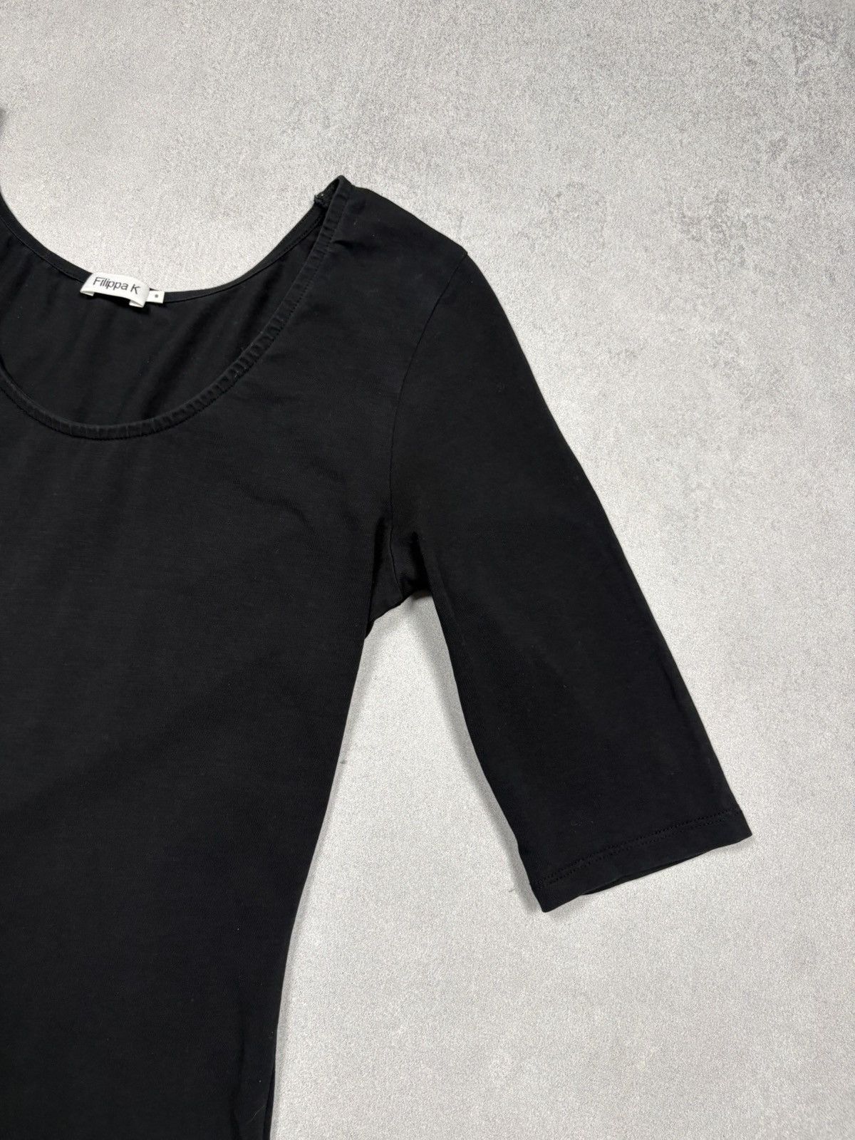 Filippa K Filippa K Black Scoop Neck 3/4 Sleeve Minimalist Top S Size S / US 4 / IT 40 - 2 Thumbnail