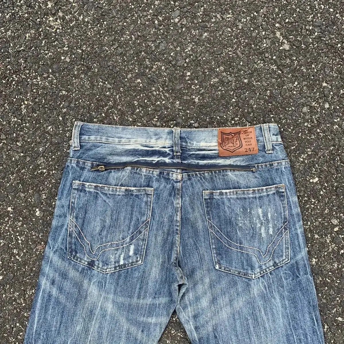 Japanese Brand Snuff Jeans W32 L33 Storm Fading Denim Pants Nice Design Size US 32 / EU 48 - 13 Thumbnail