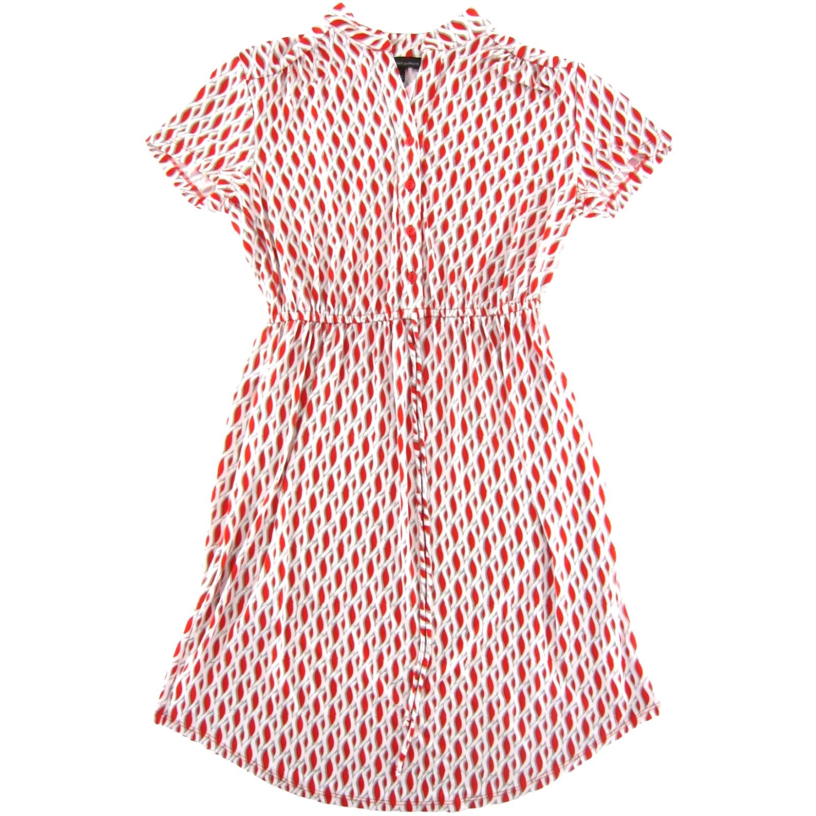 Vintage Fenn Wright Manson Red White Grey Geometric Pocket Stretch Short Sleeve Dress 8 Size 30" / US 8 / IT 44 - 2 Thumbnail
